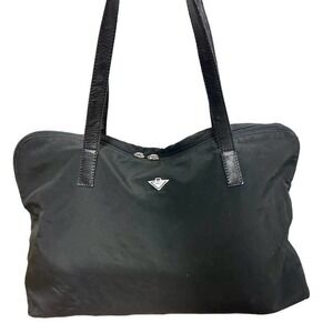 Authentic BOTTEGA VENETA Nylon Leather Hand Tote Bag Purse Black